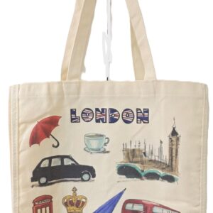 London Charm Cotton Tote Bag: Double-Sided, Eco-Friendly