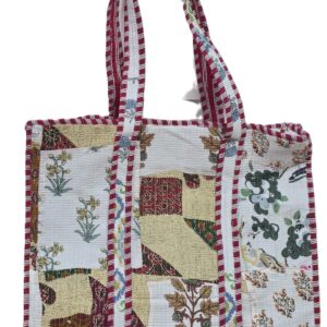 Artisan Kantha Quilted Tote bag – Vintage Style Patchwork Market Bag
