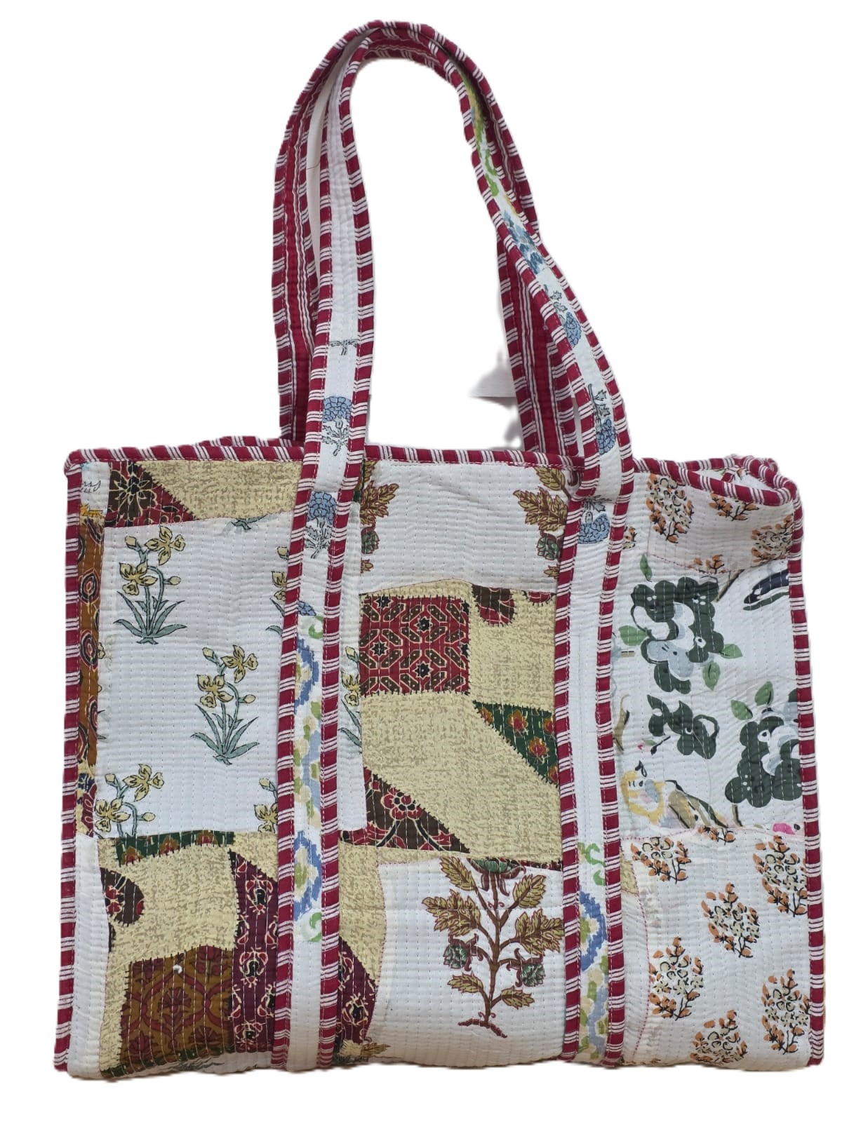Artisan Kantha Quilted Tote bag – Vintage Style Patchwork Market Bag