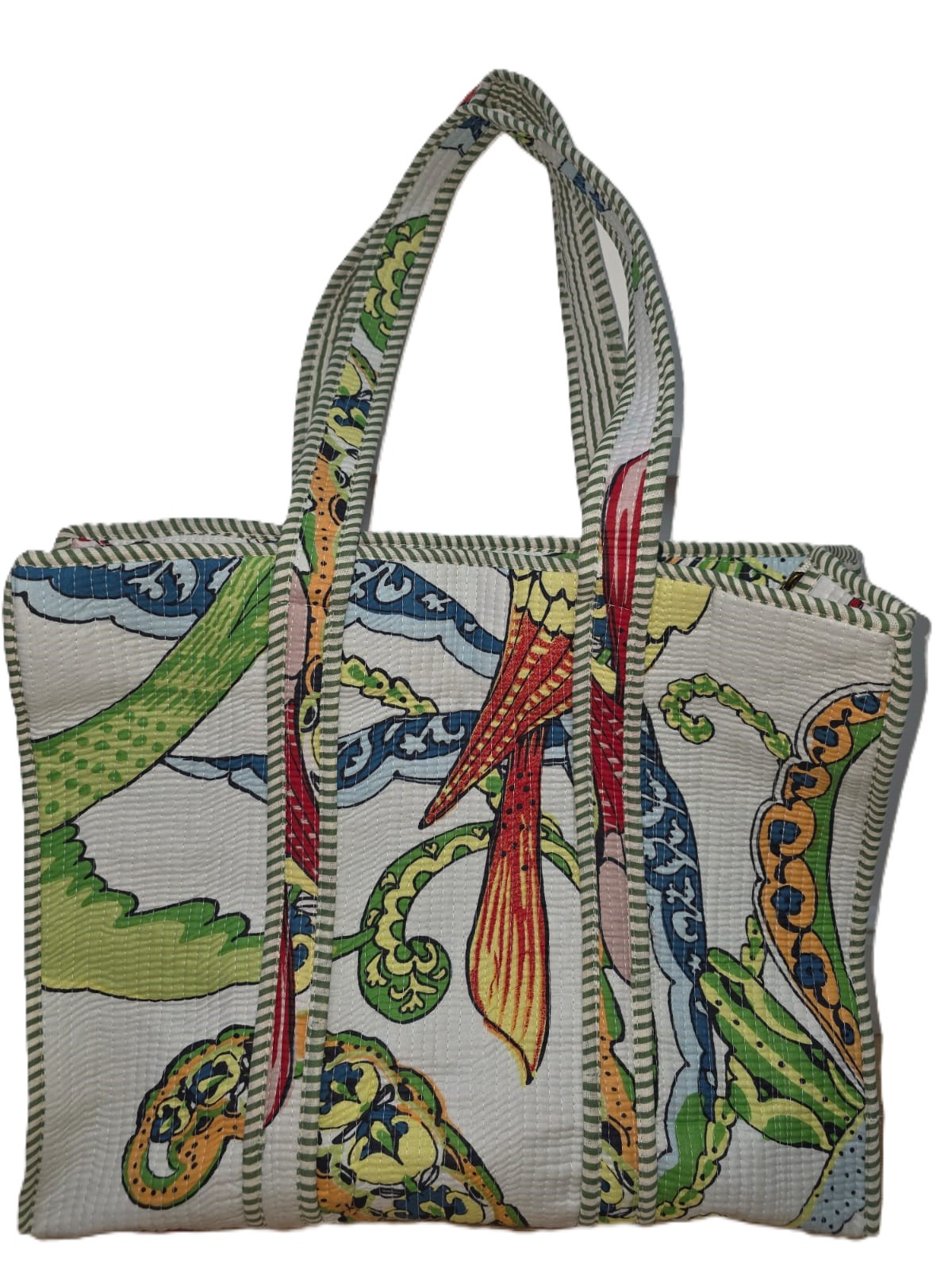 Vibrant Patchwork Tote Bag – Unique Quilted Shoulder Bag for Everyday Use