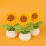 Adorable Crochet Sunflowers in Mini Pots-Handmade Home Décor