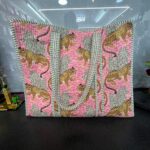 Handmade Quilted Tote Bag – Pink Leopard Print Cotton Shopper