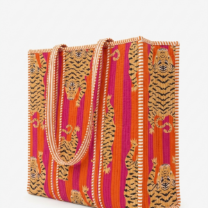 The Quilted Jungle Tote - Bold Tiger Rose Print, Hand-Crafted Quilted Silhouette, Structured for Shape, Boho-Chic Powerhouse, Day-to-Night Drama